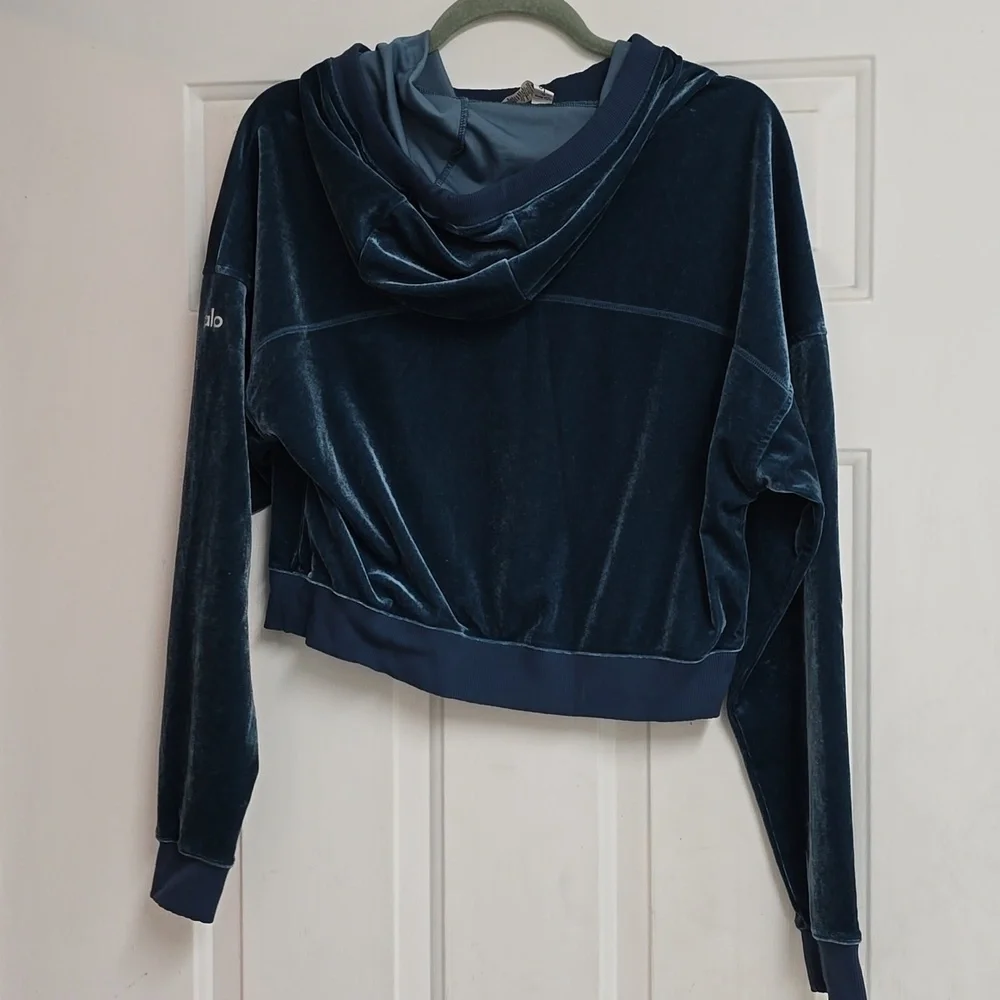 Alo Yoga Velvet Layer Long Sleeve Hooded Crop Top
